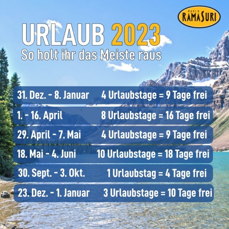 Urlaub 2023 So solltet ihr euren freien Tage planen Radio Ramasuri